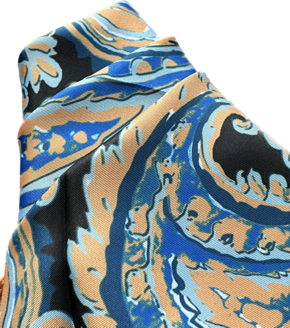 Pastel Paisley Silk Pocket Square in Burnt Orange