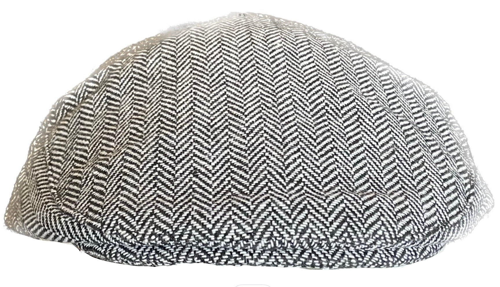Flat Cap in Light Grey Herringbone