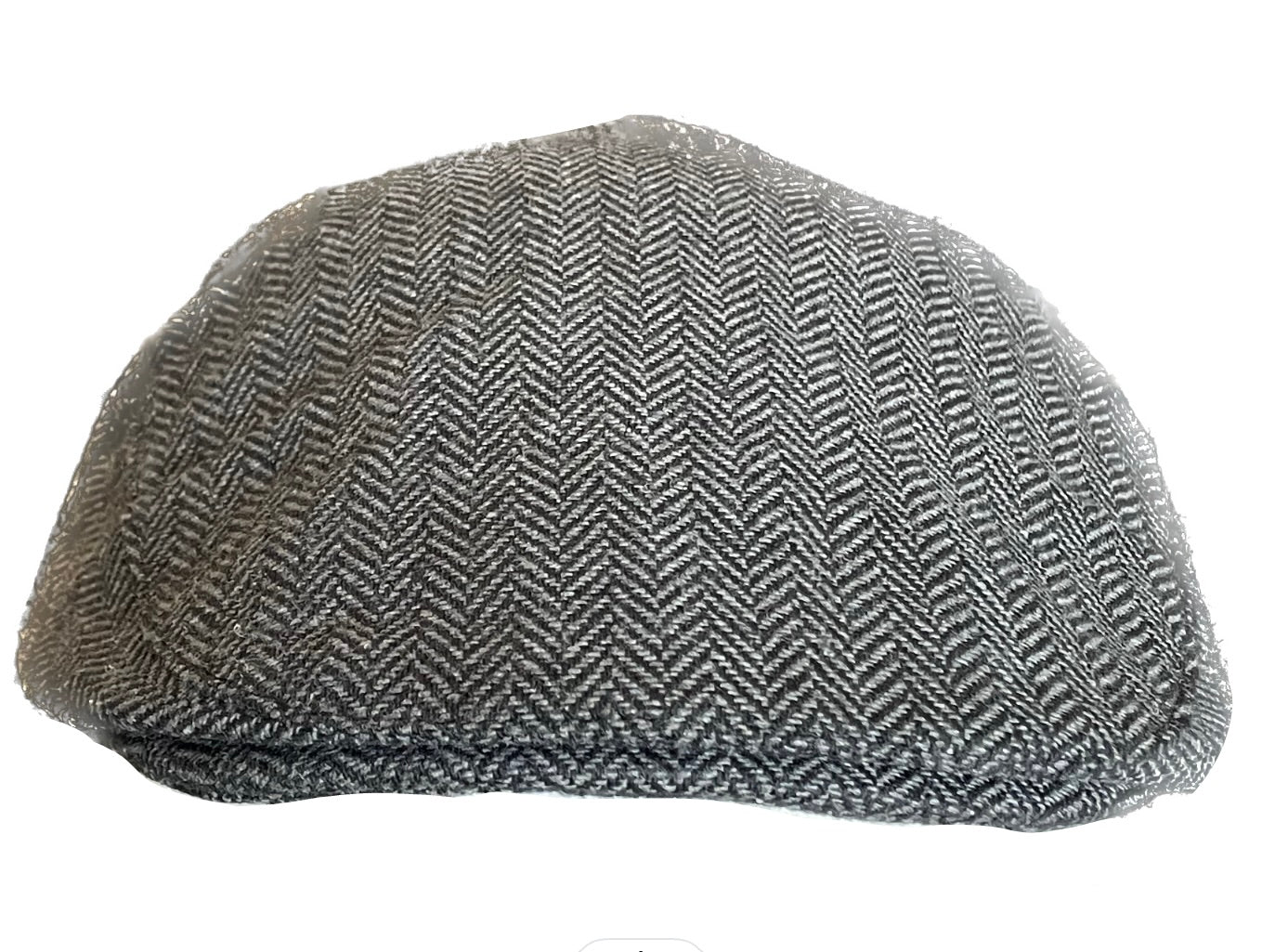 Flat Cap in Dark Grey Herringbone