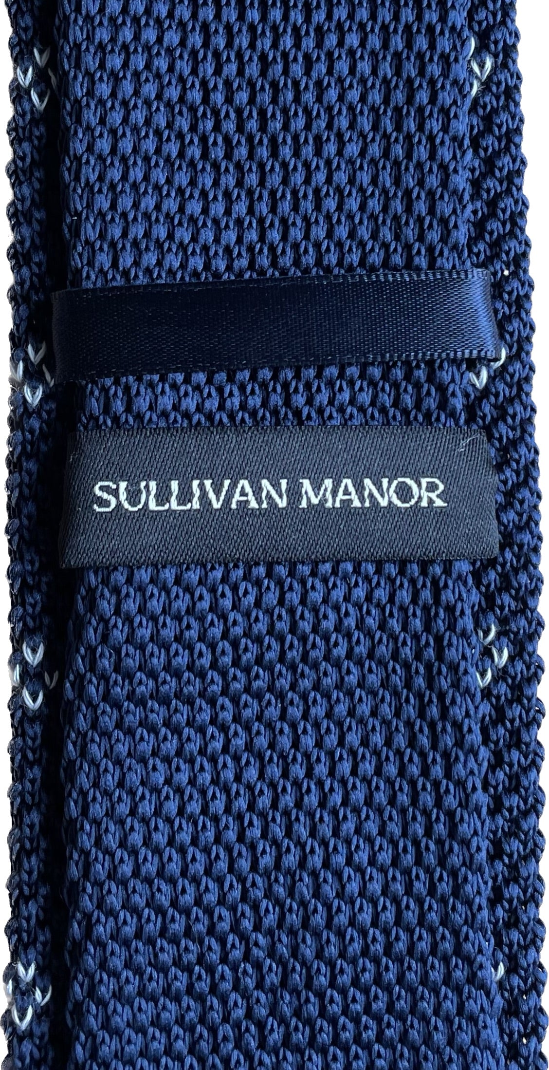 Marine Blue Knit Tie with White Diamonds