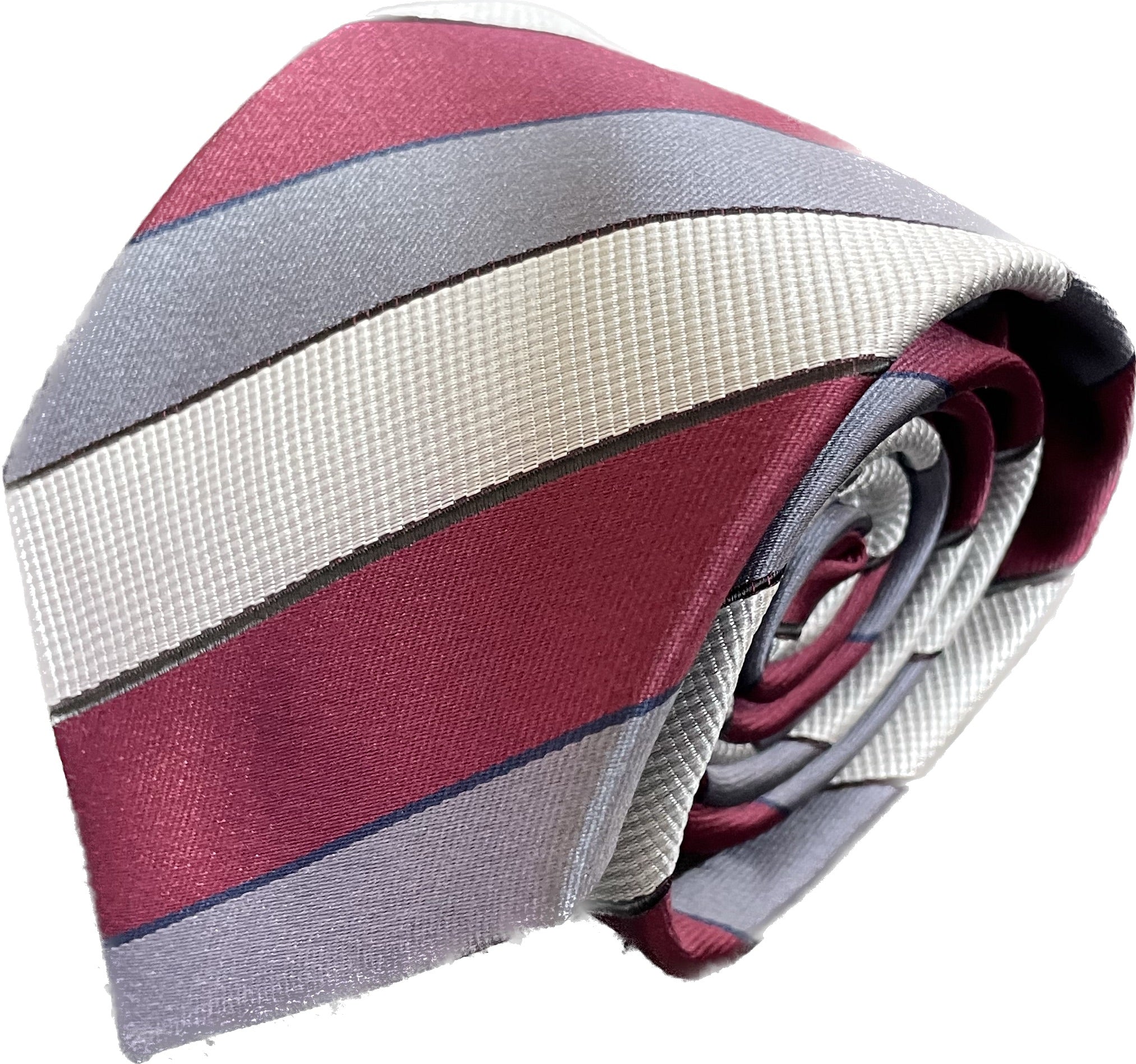 Red and Grey Striped Silk Tie