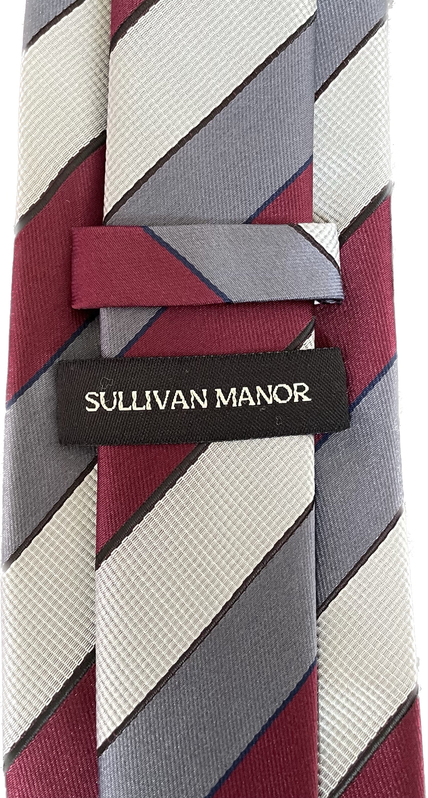 Red and Grey Striped Silk Tie