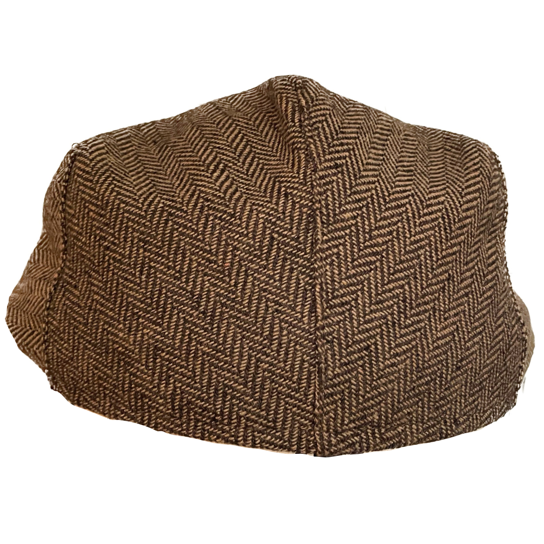 Flat Cap in Brown Herringbone
