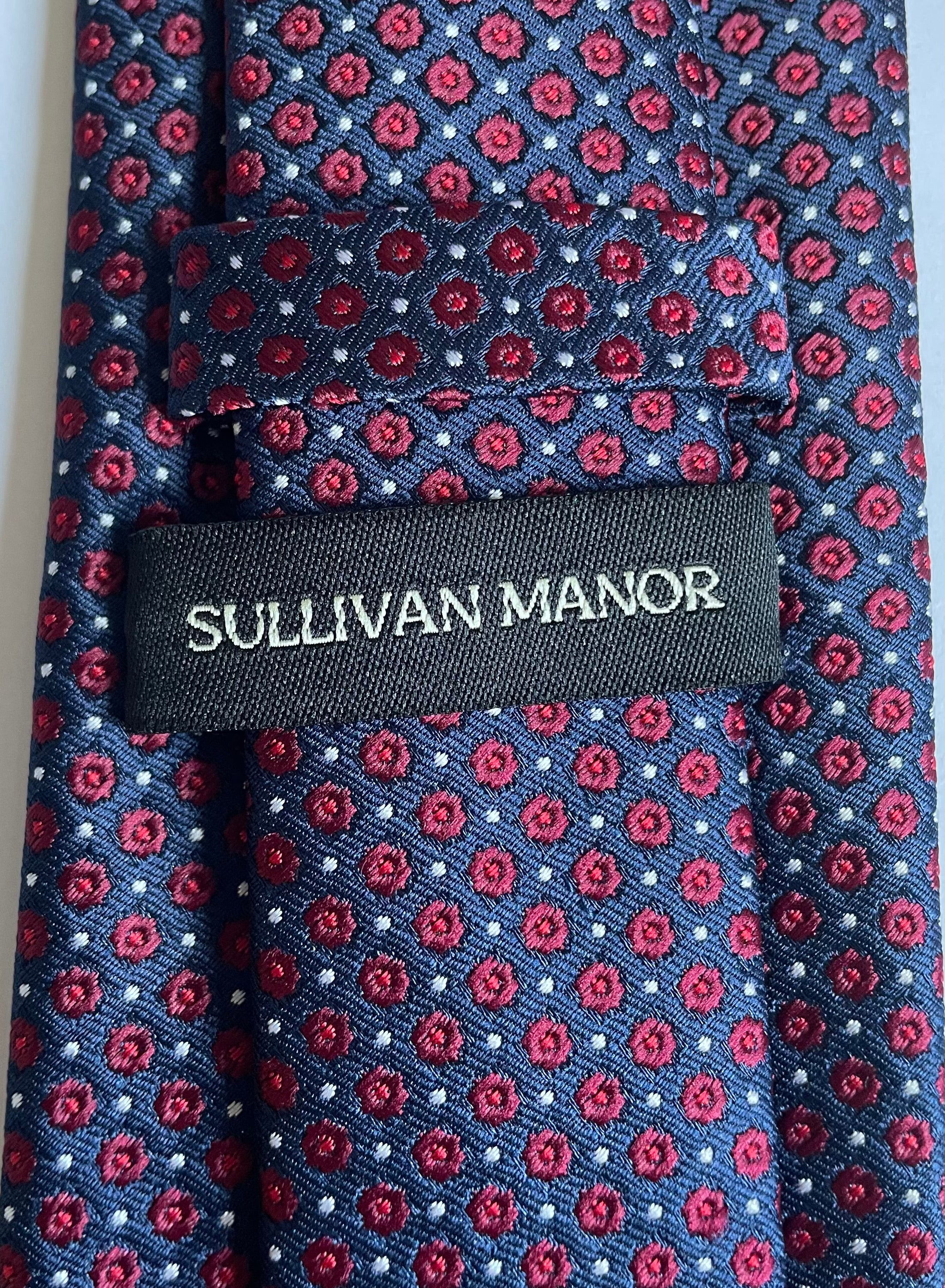 Crimson Florets with Navy Silk Tie