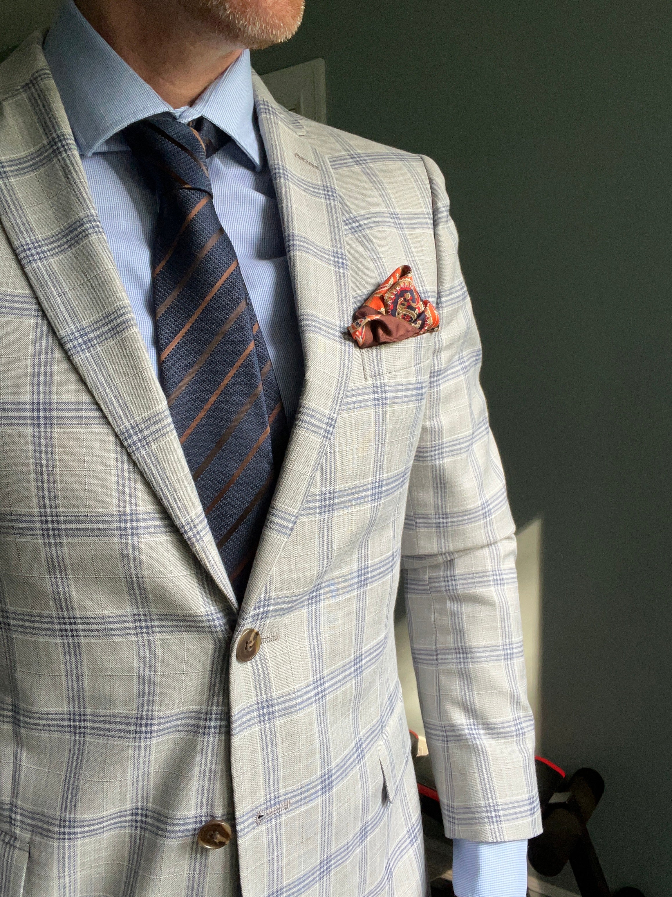 Navy Blue with Brown Stripes Silk Tie