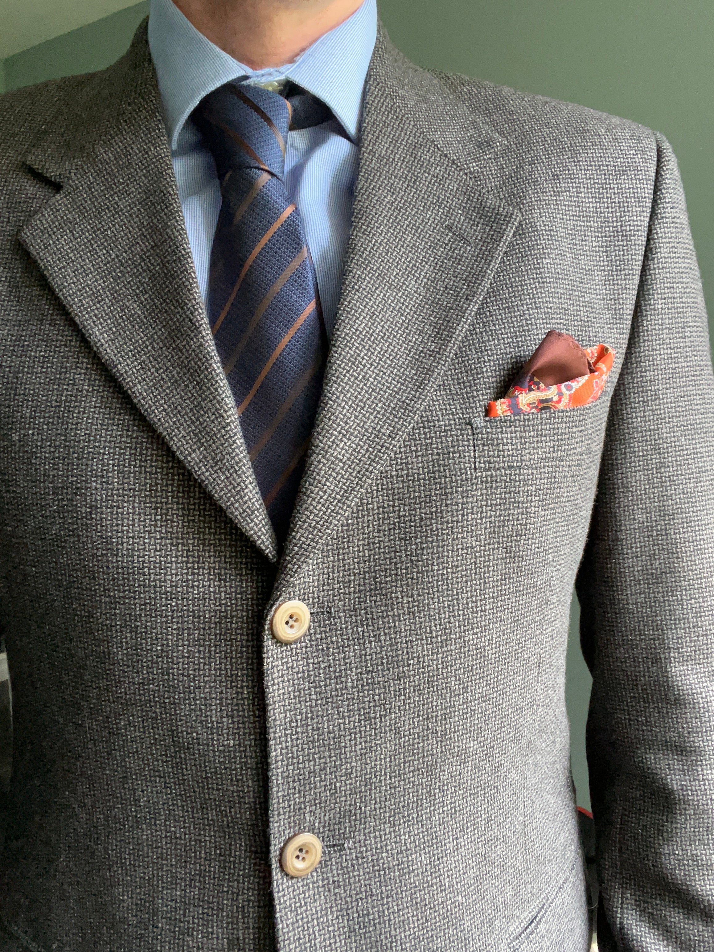 Navy Blue with Brown Stripes Silk Tie