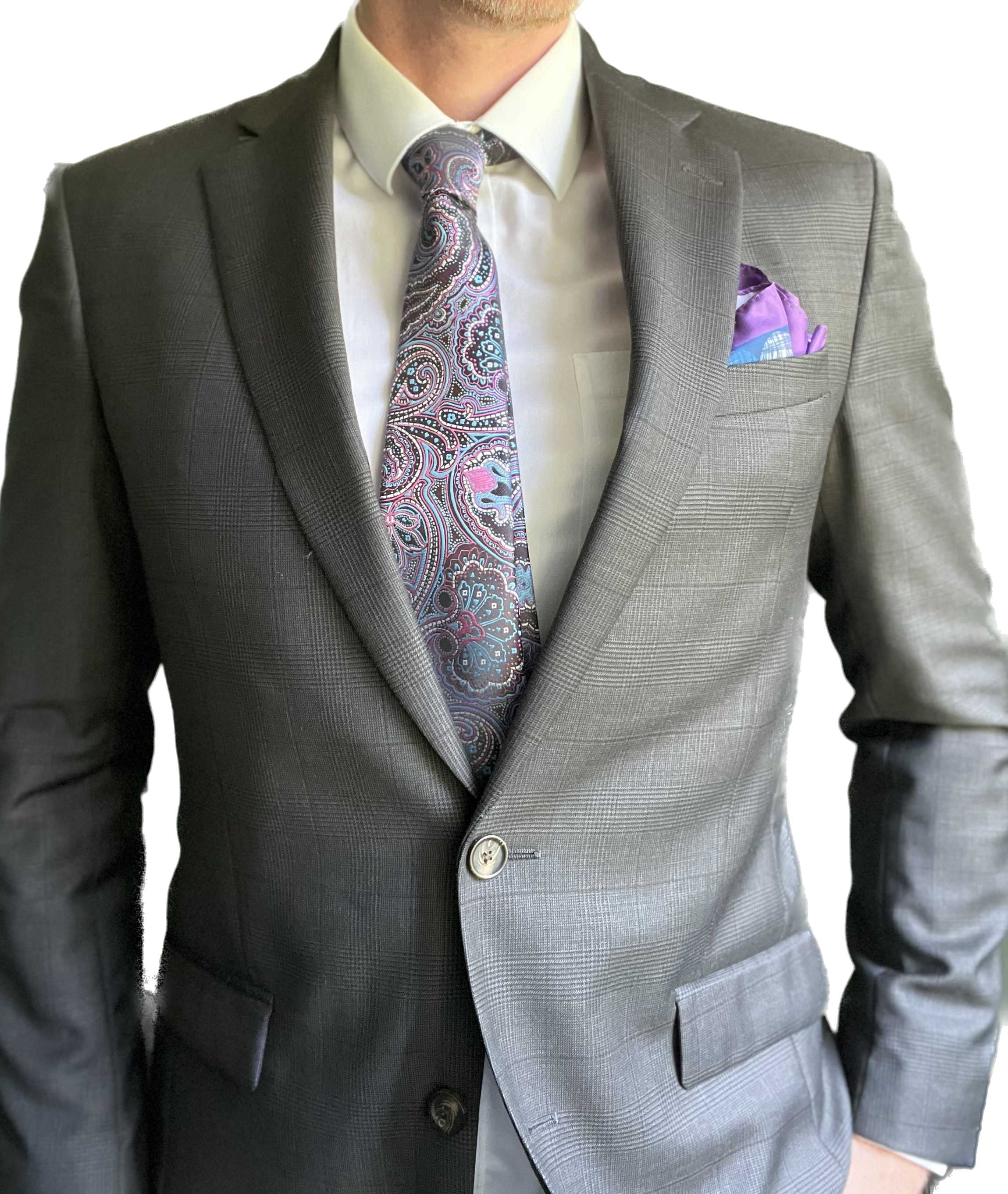 Silk Pocket Square in Purple and Royal Blue