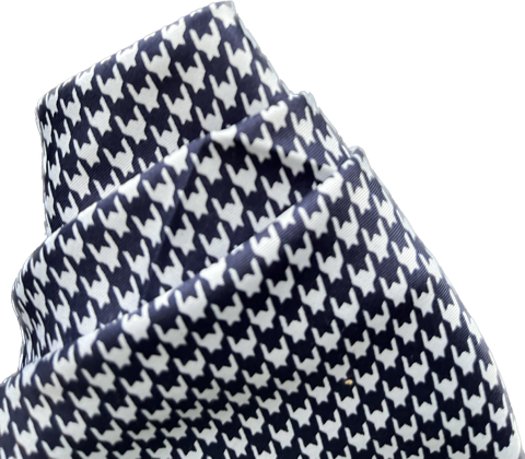 Silk Pocket Square with Houndstooth in Navy Blue