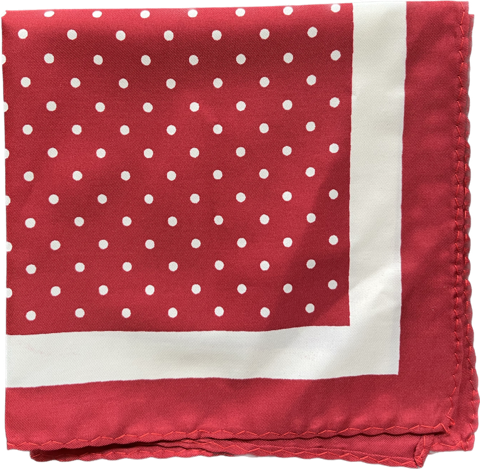 Silk Pocket Square in Crimson with White Polka Dots