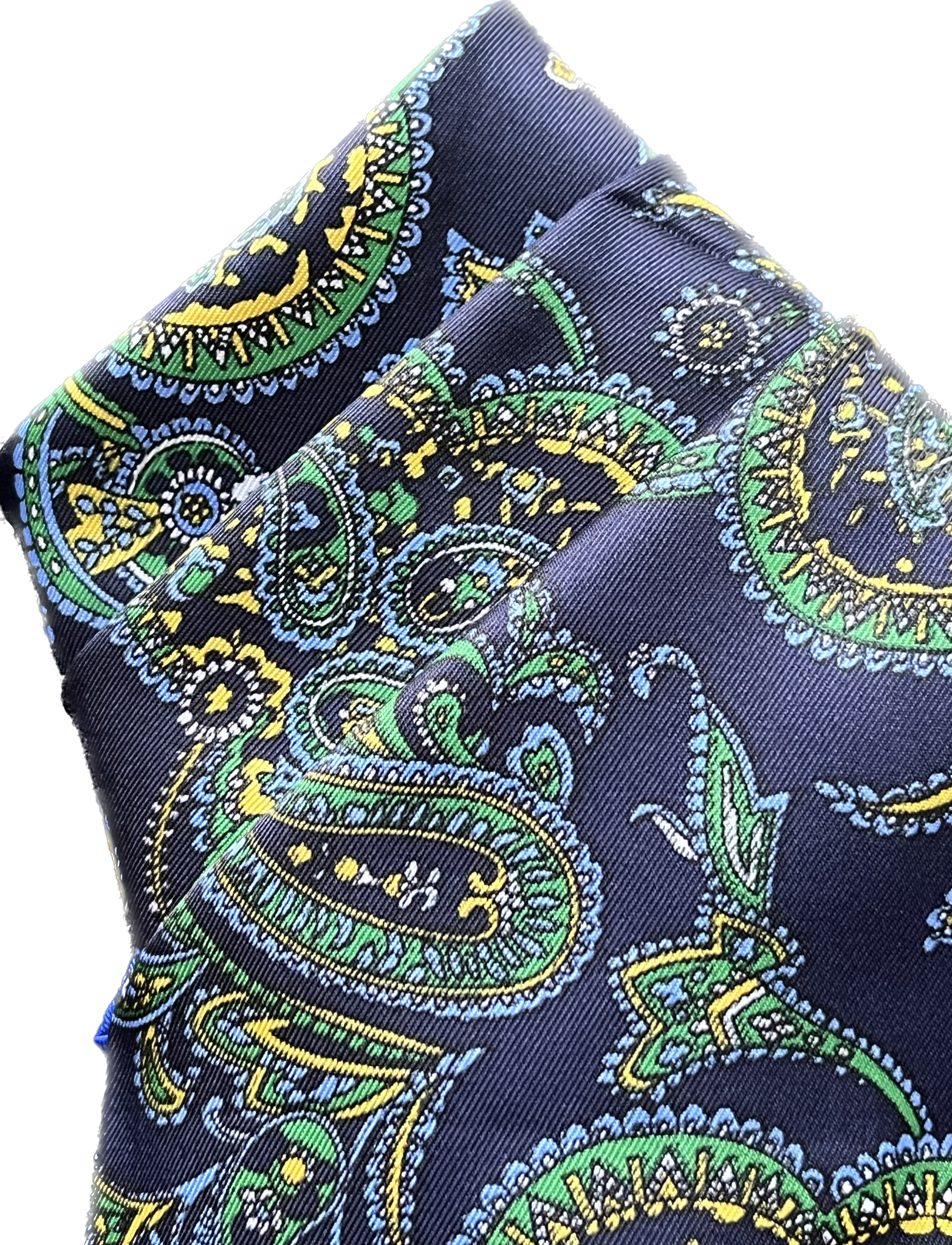 Turquoise Paisley Silk Pocket Square in Royal Blue