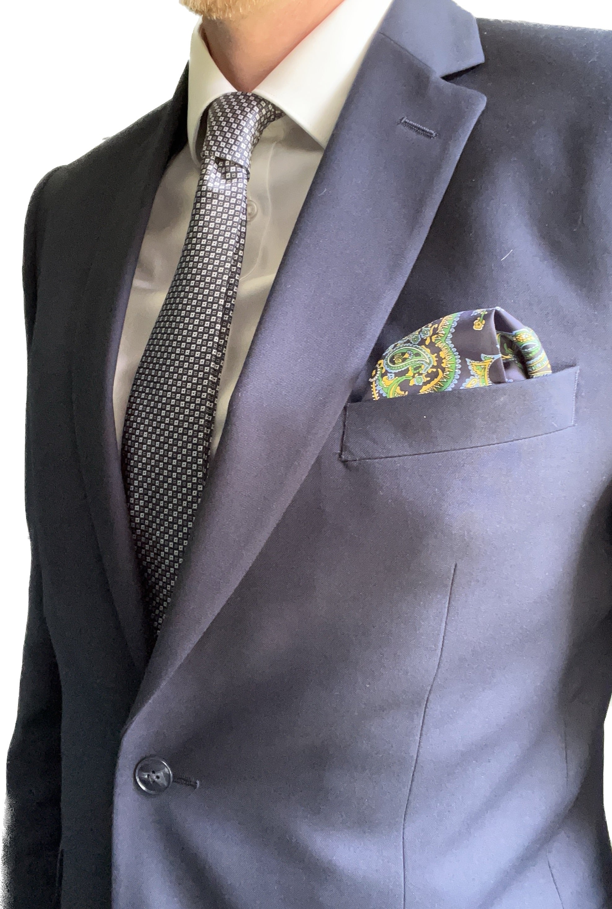 Dark Checkered Navy Silk Tie