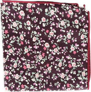 Bourgogne Floral Cotton Pocket Square