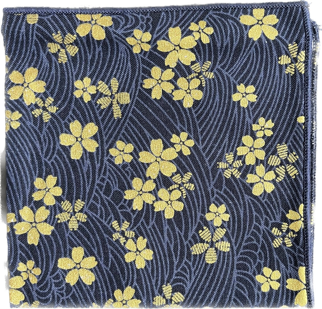 Woodsorrel in Navy Cotton Pocket Square