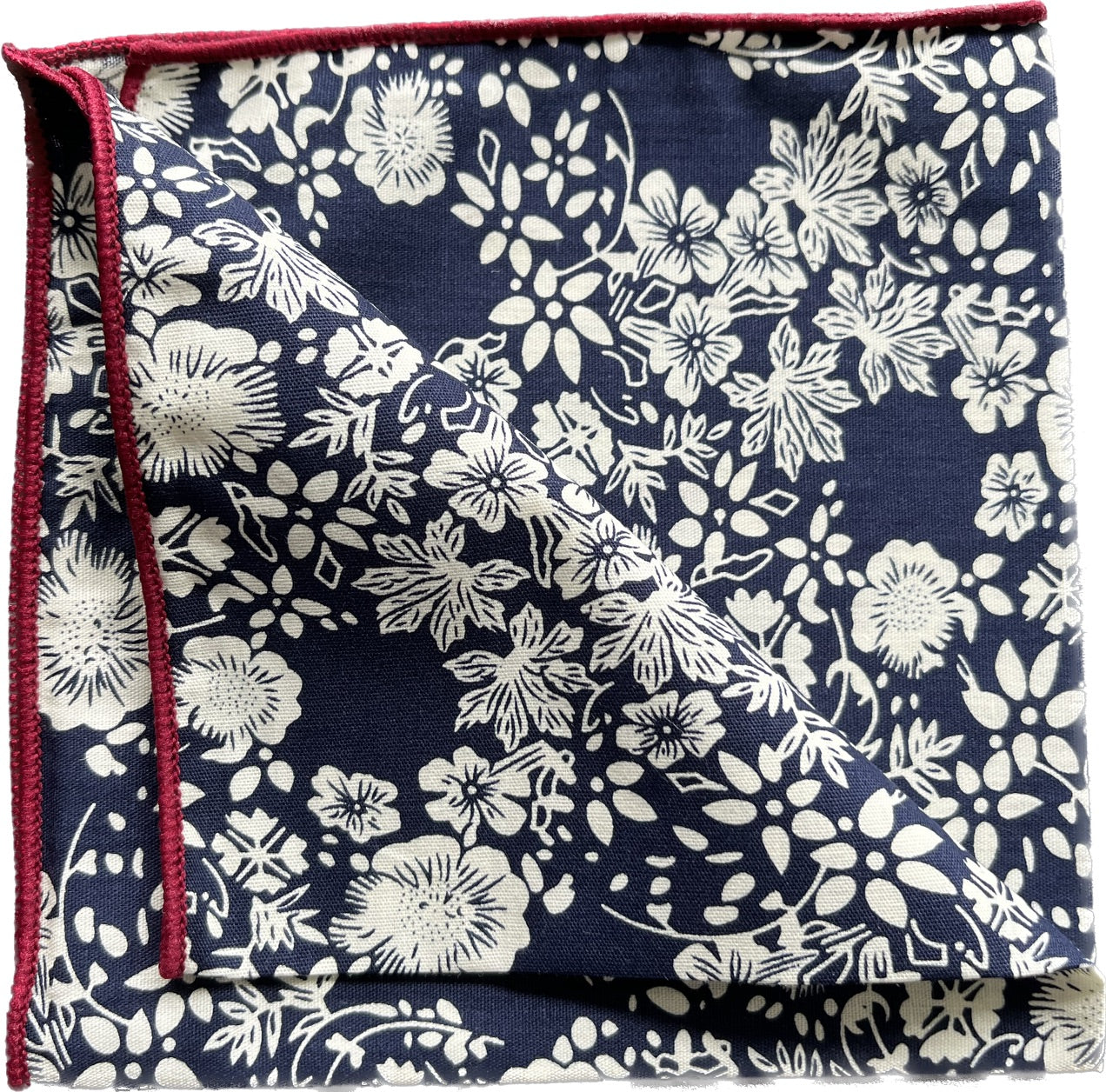 Tuberose Dark Navy Cotton Pocket Square