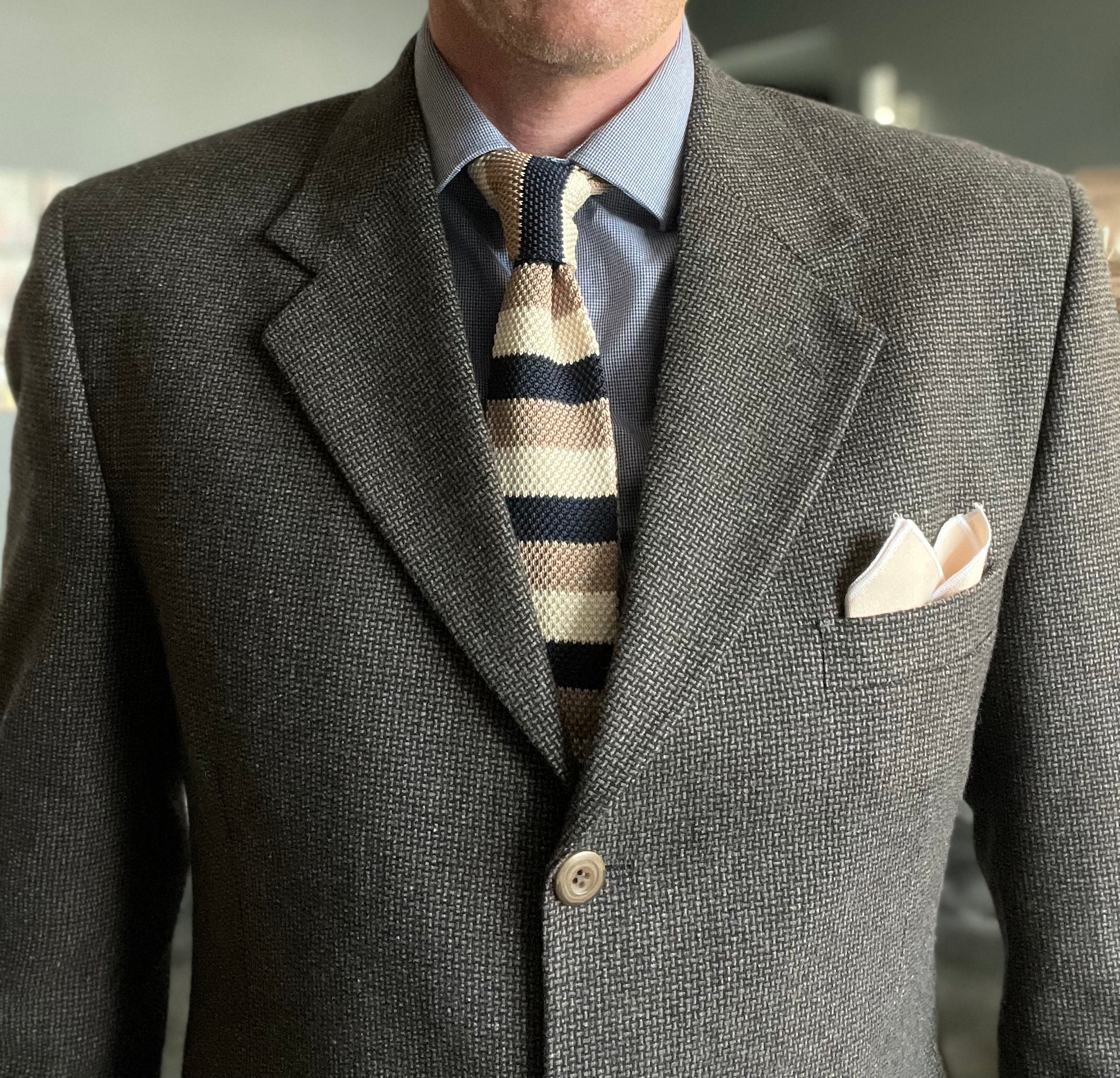 Vintage Navy and Cream Knit Tie