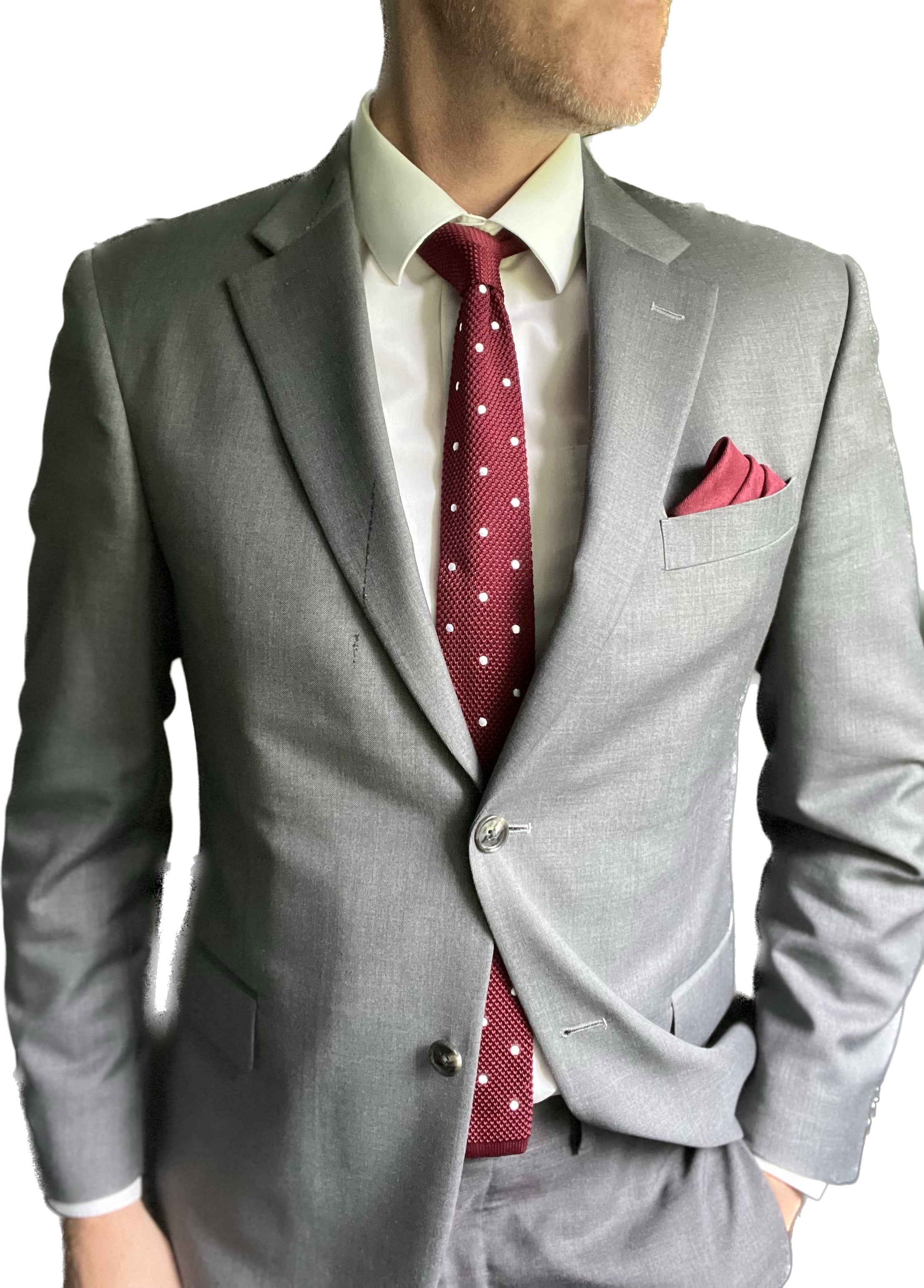 Carmine Burgundy Cotton Pocket Square