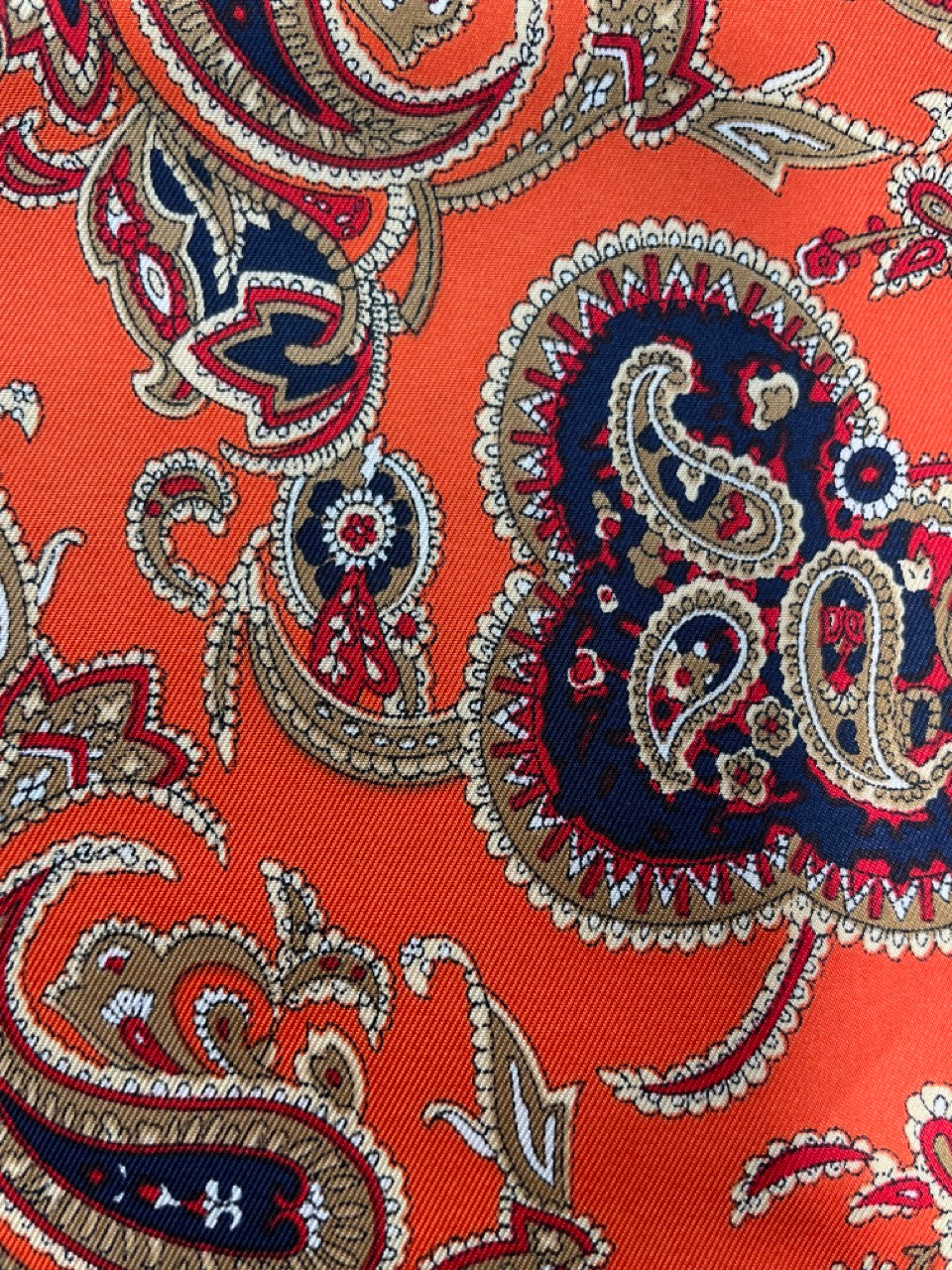 Burnt Orange Paisley Silk Pocket Square in Dark Brown