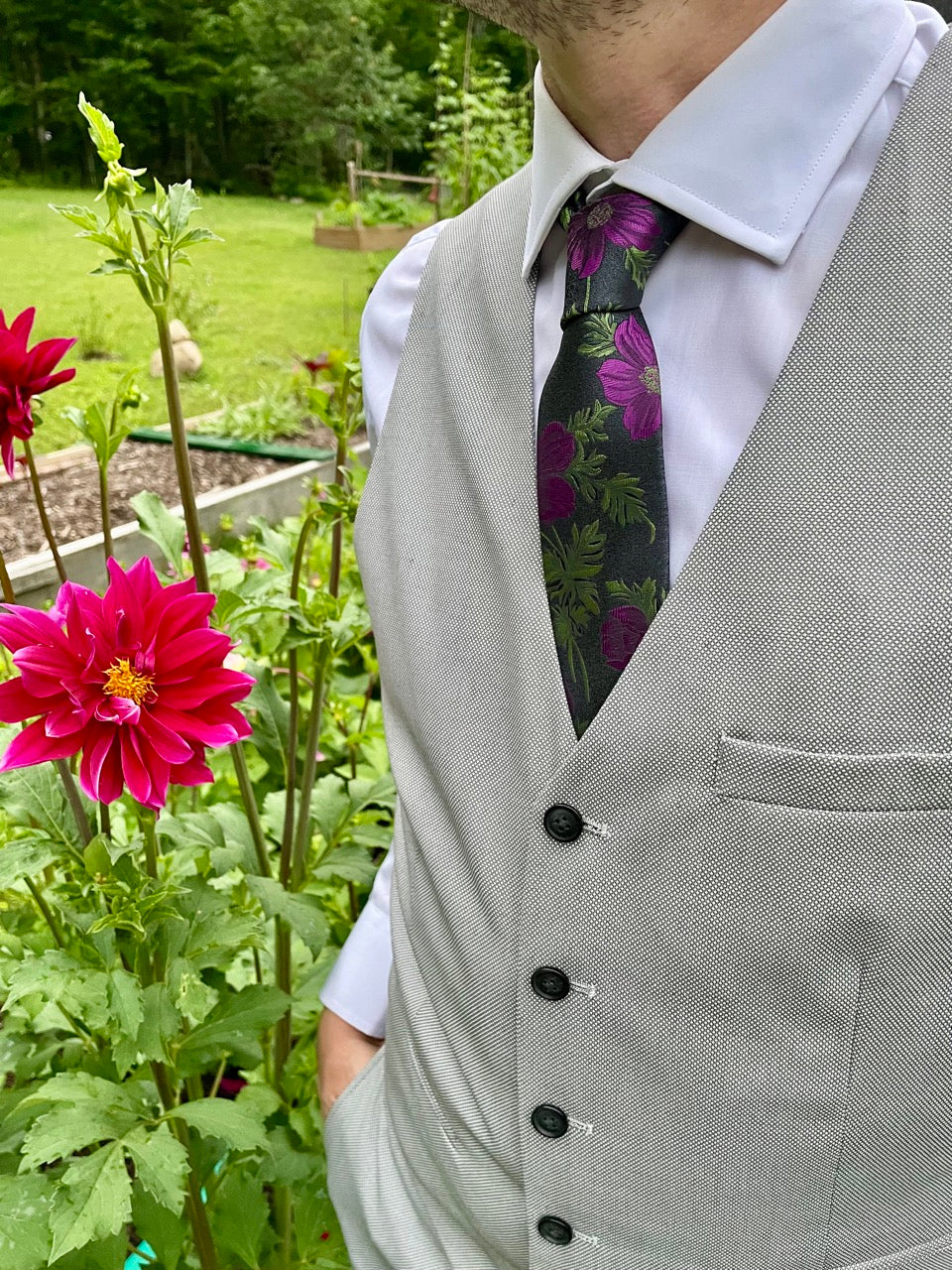 Purple Breadseed Poppy Silk Tie