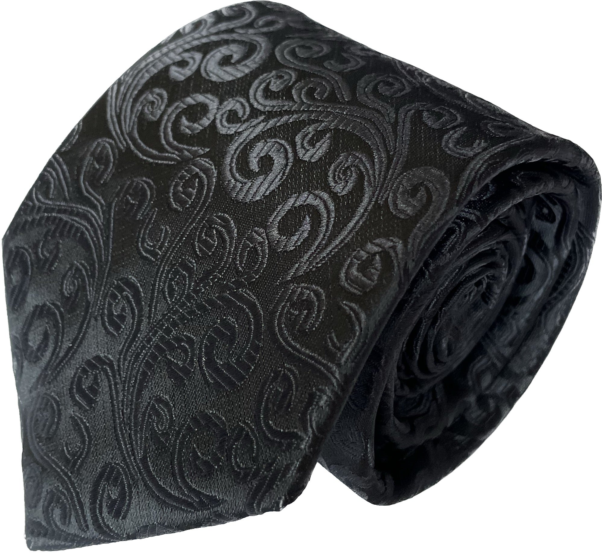 Black on Black Swirl Silk Tie