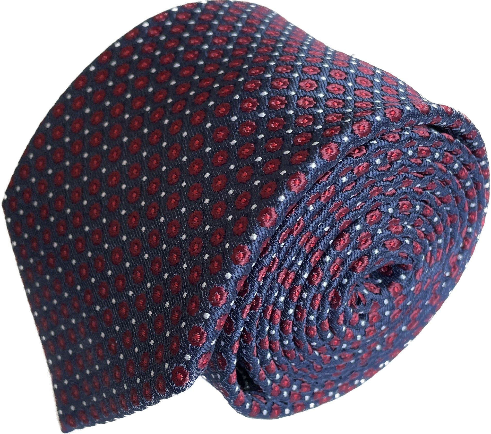 Crimson Florets with Navy Silk Tie