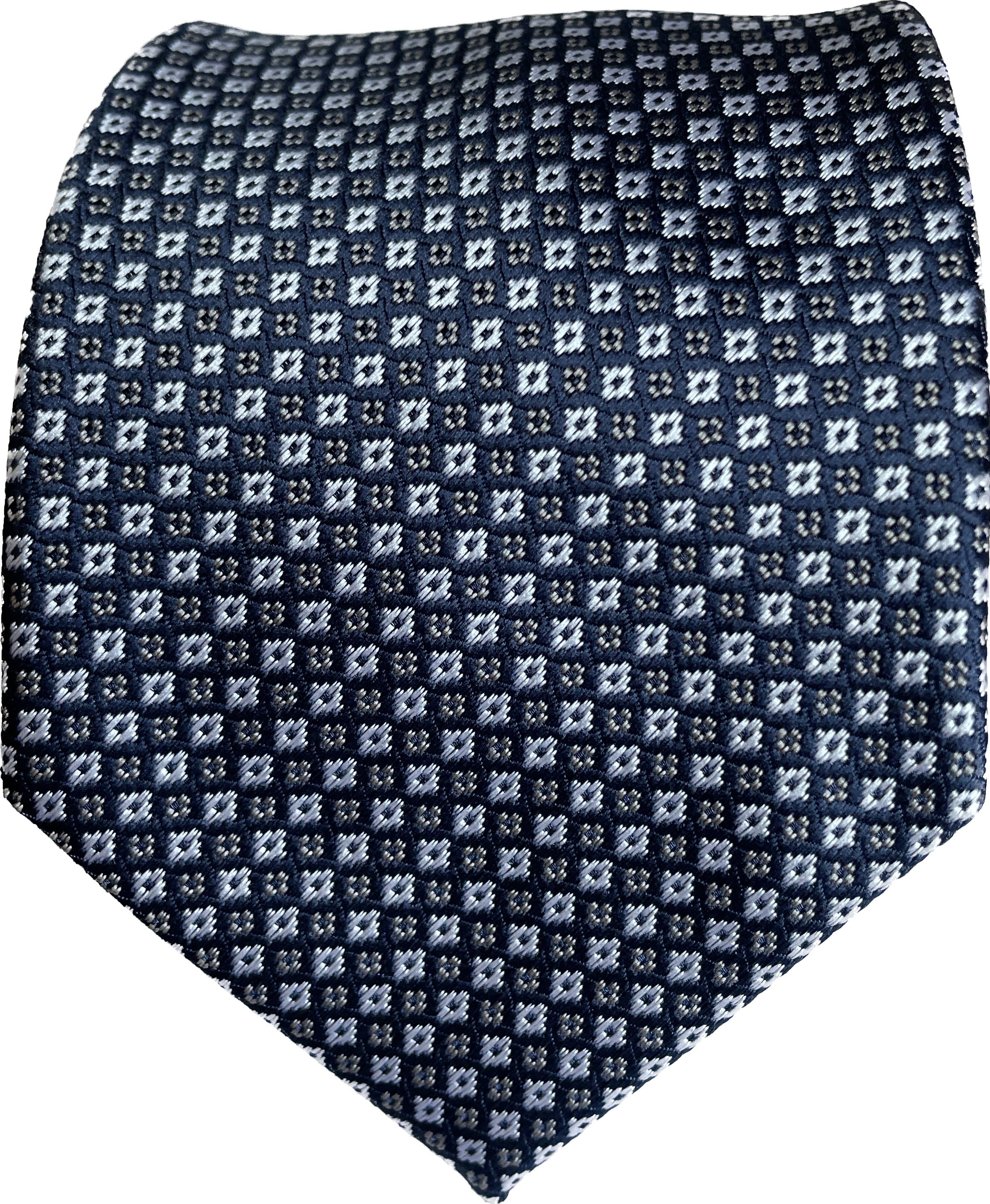 Dark Checkered Navy Silk Tie