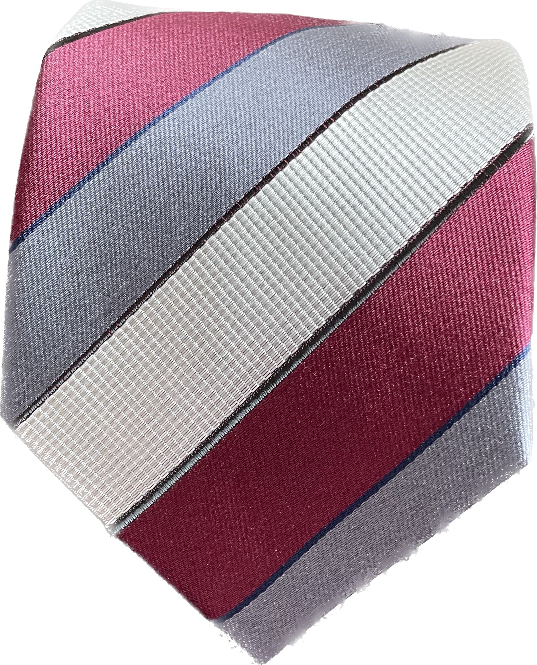 Red and Grey Striped Silk Tie