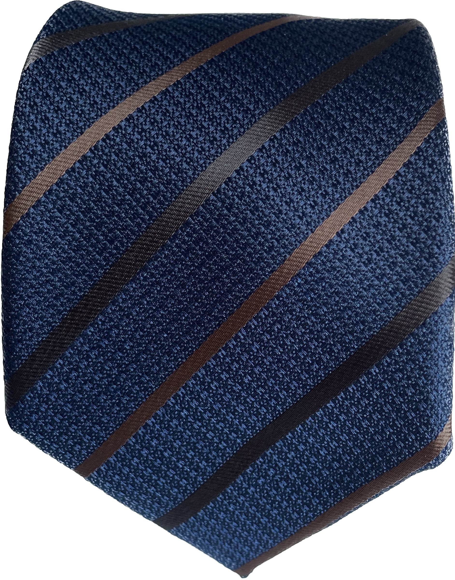 Navy Blue with Brown Stripes Silk Tie