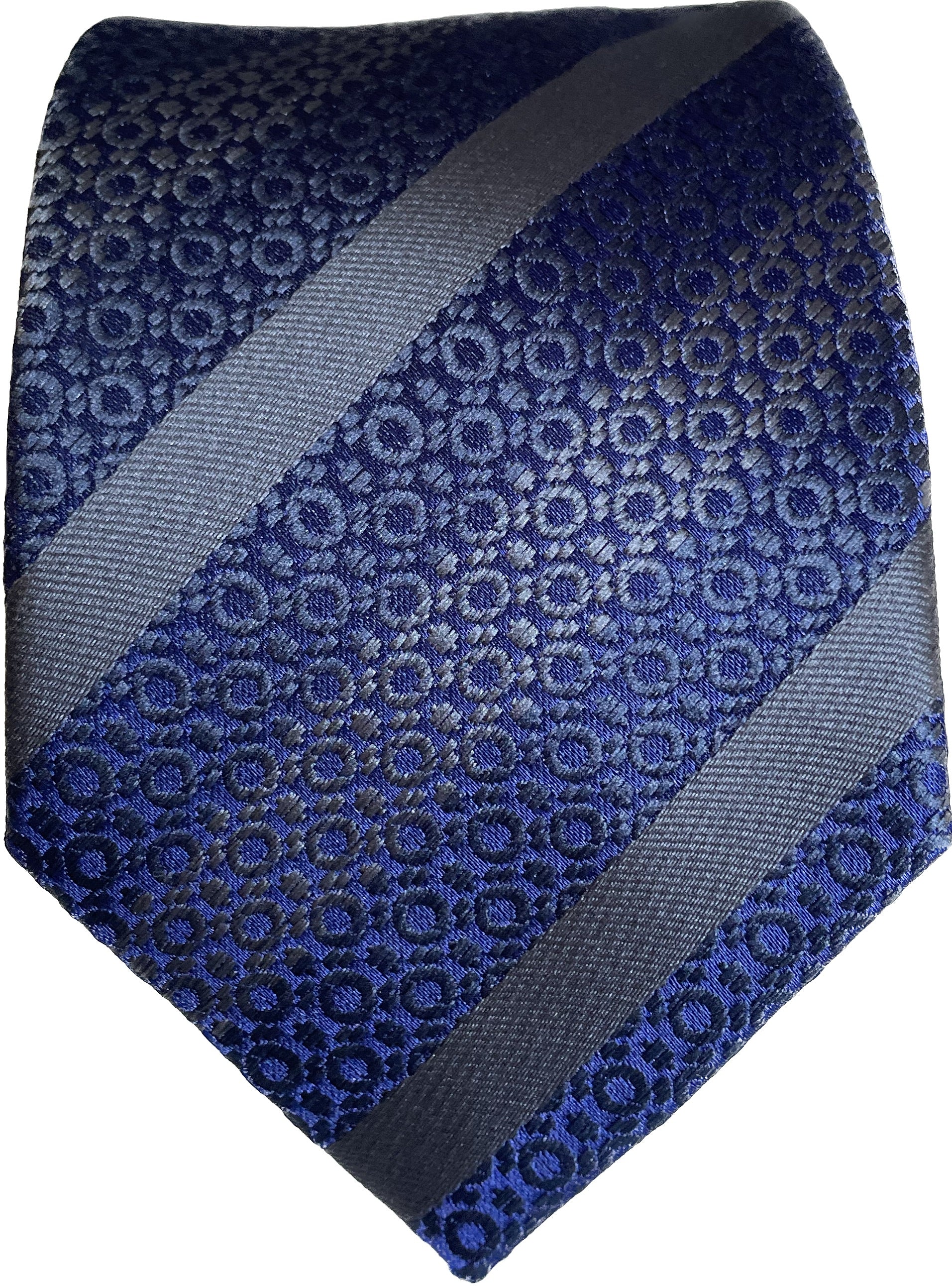 Navy Blue and Grey Silk Tie