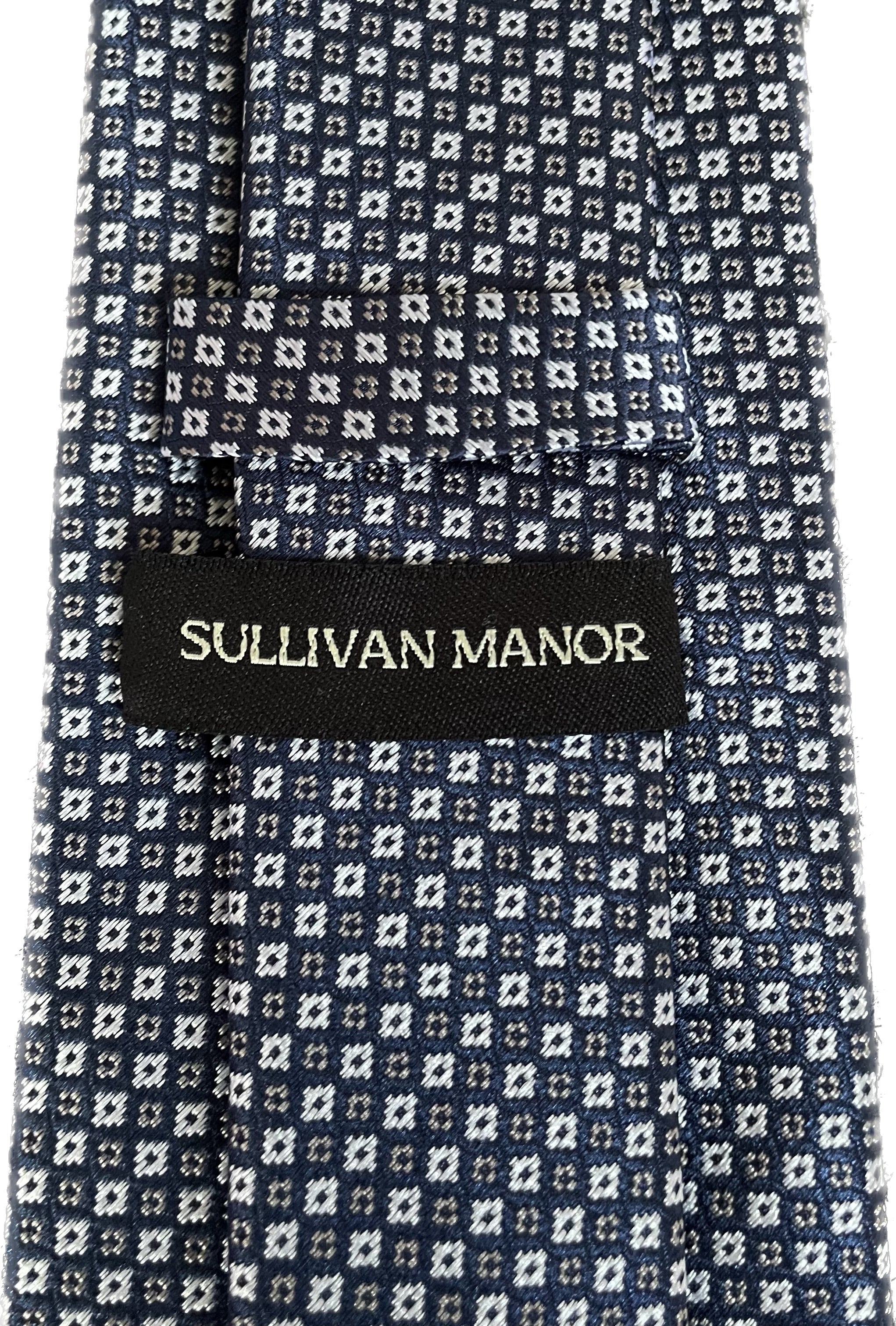 Dark Checkered Navy Silk Tie