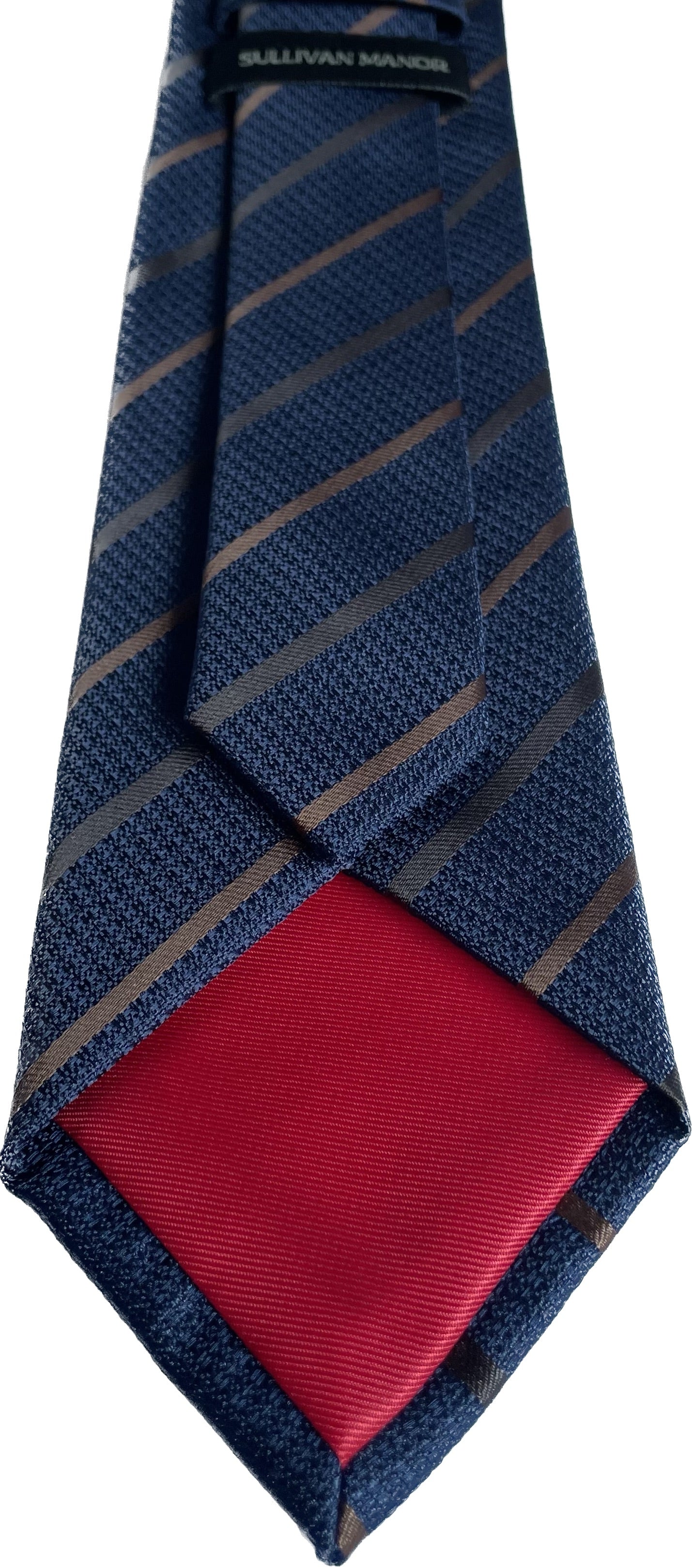 Navy Blue with Brown Stripes Silk Tie