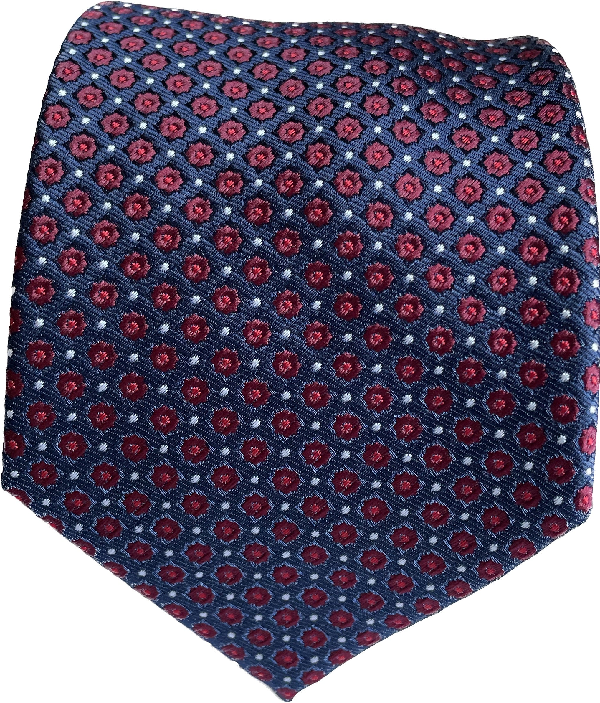 Crimson Florets with Navy Silk Tie