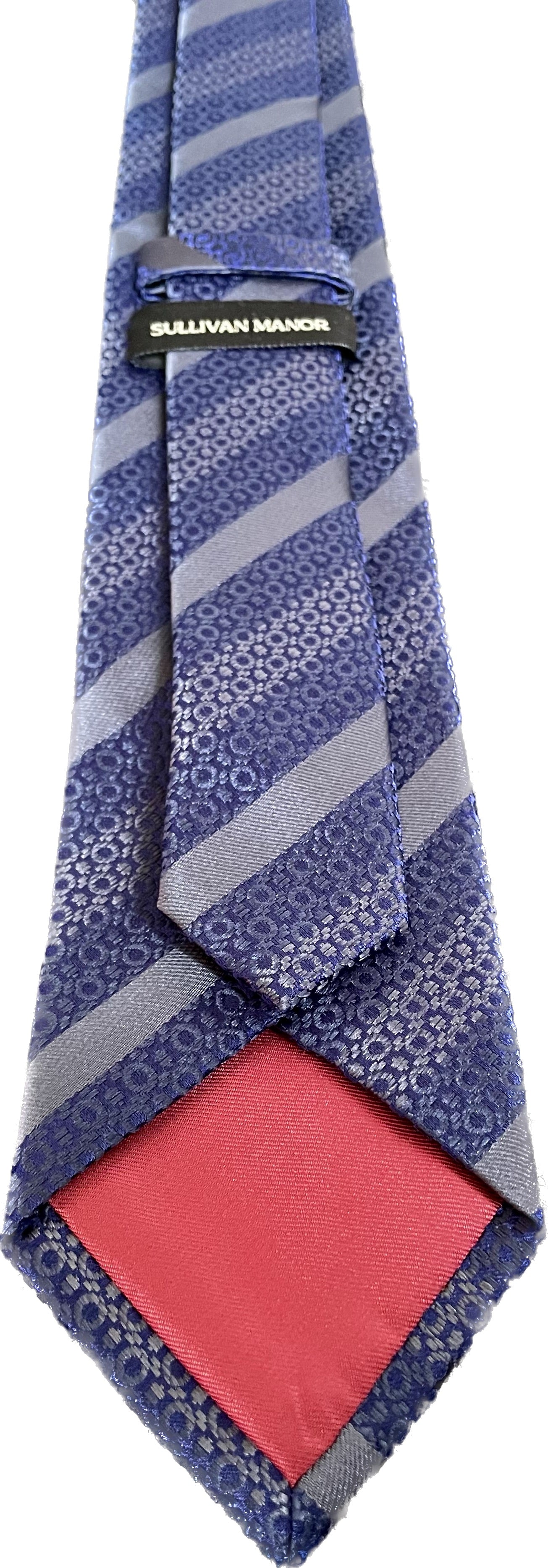 Navy Blue and Grey Silk Tie