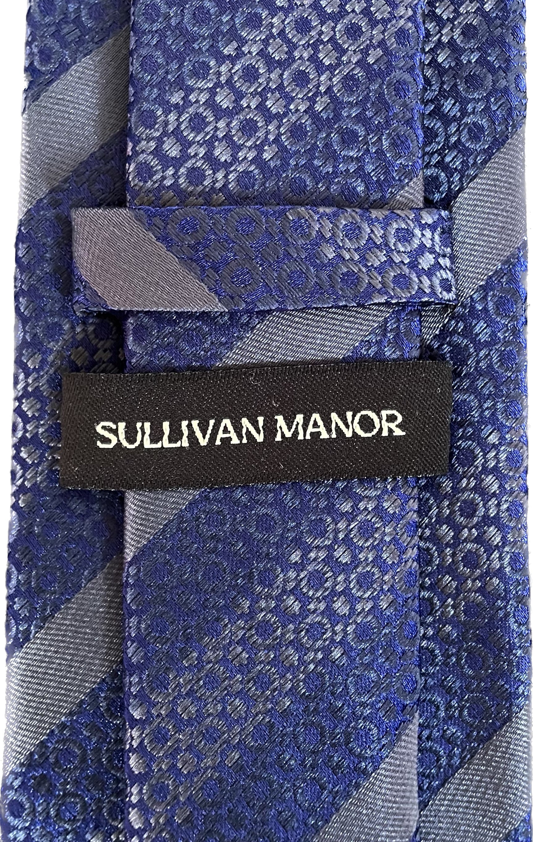 Navy Blue and Grey Silk Tie