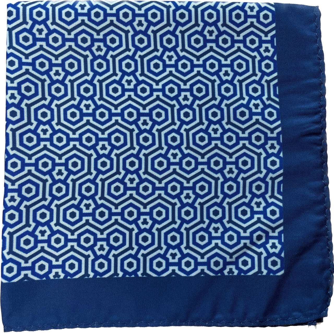 Silk Pocket Square in Navy with Abstract Pattern