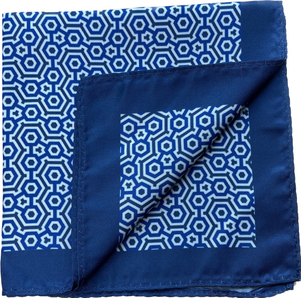 Silk Pocket Square in Navy with Abstract Pattern