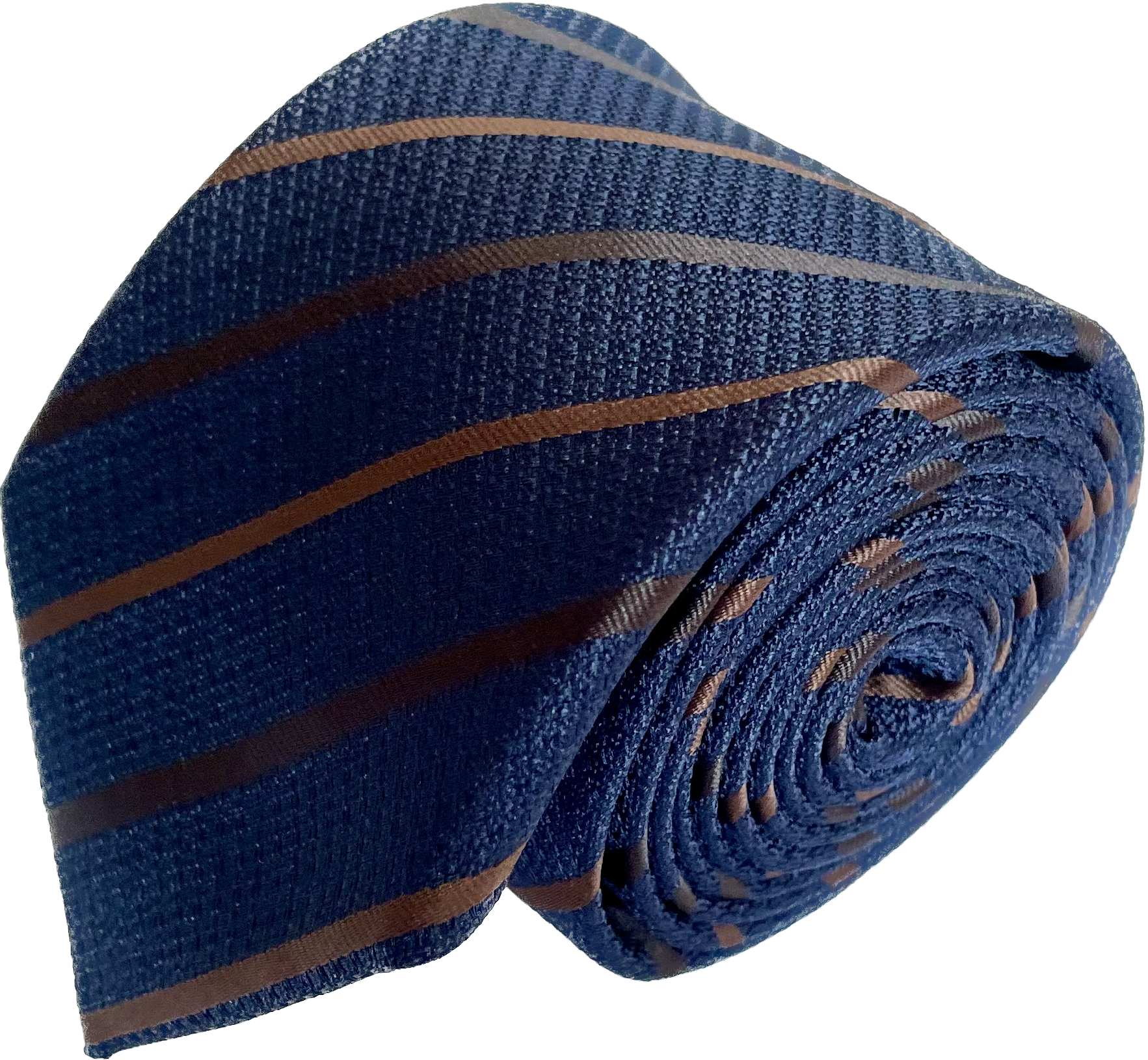 Navy Blue with Brown Stripes Silk Tie